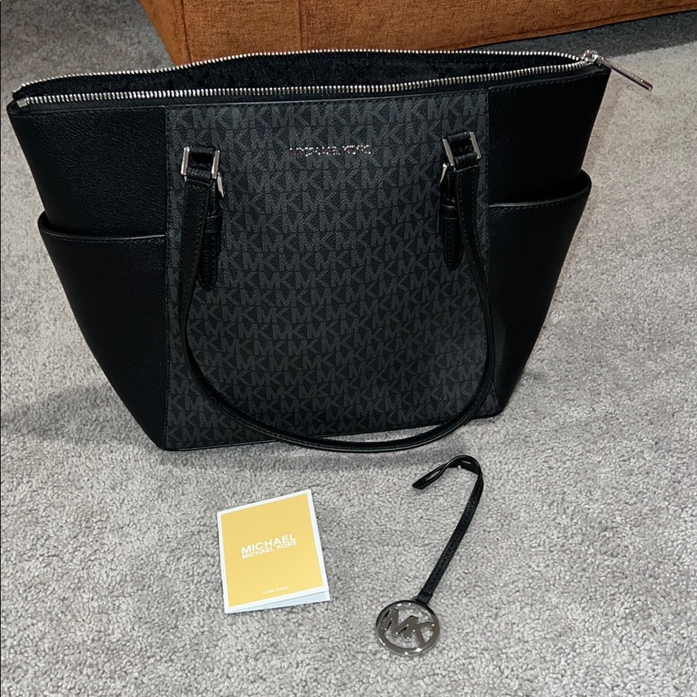Michael Kors Black and Gray Signature Tote